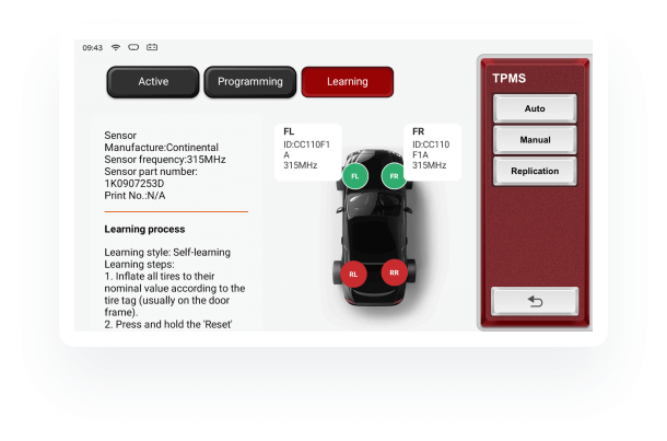 MyCartech - THINKCAR THINKTOOL TPMS 900 - Sensor - Nyinnlæringsfunksjon